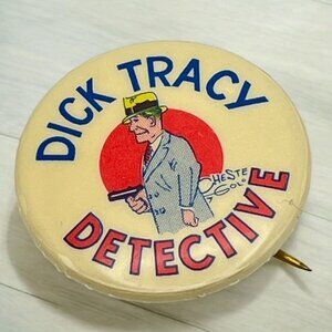 Vintage Dick Tracy Detective Pinback Classic Comic Button 60s Pin